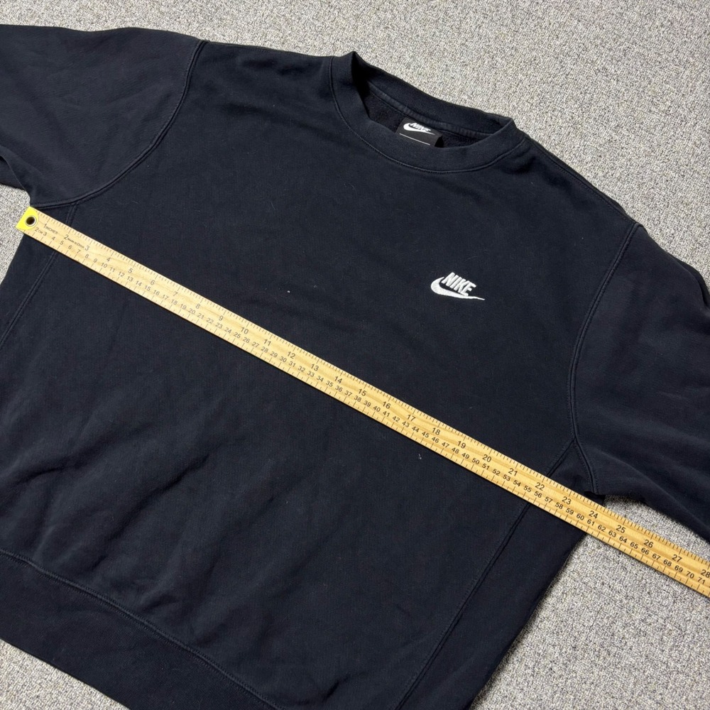 Nike Sweatshirt Mens Medium Crewneck Black Embroidered Logo Pullover Fleece - Picture 6 of 7